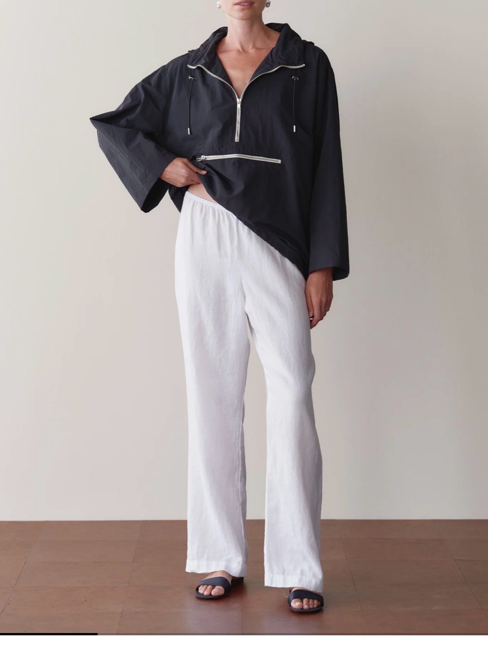 DONNI. Linen Wide-Leg Pants in White